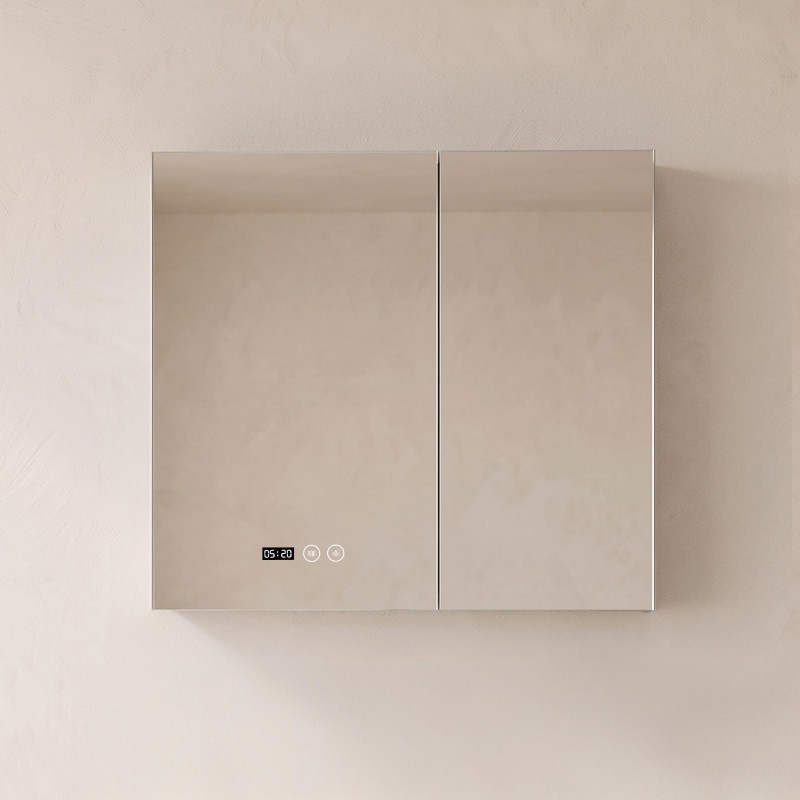 Badezimmerspiegelschrank mit LED-Beleuchtung 80 x 75 cm