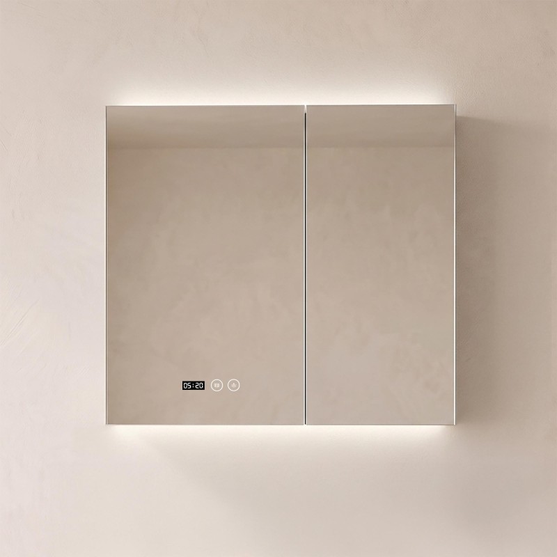 Badezimmerspiegelschrank mit LED-Beleuchtung 80 x 75 cm