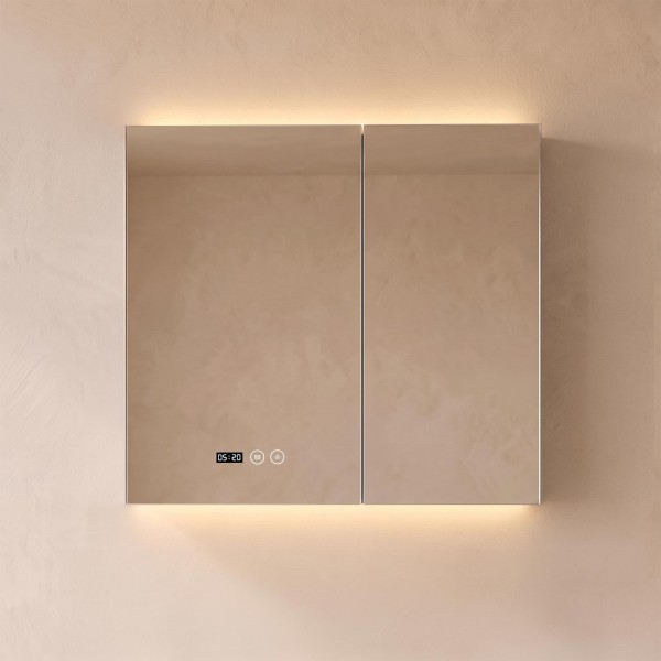 Badezimmerspiegelschrank mit LED-Beleuchtung 80 x 75 cm