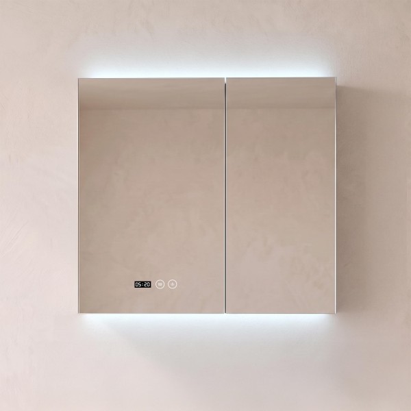 Badezimmerspiegelschrank mit LED-Beleuchtung 80 x 75 cm