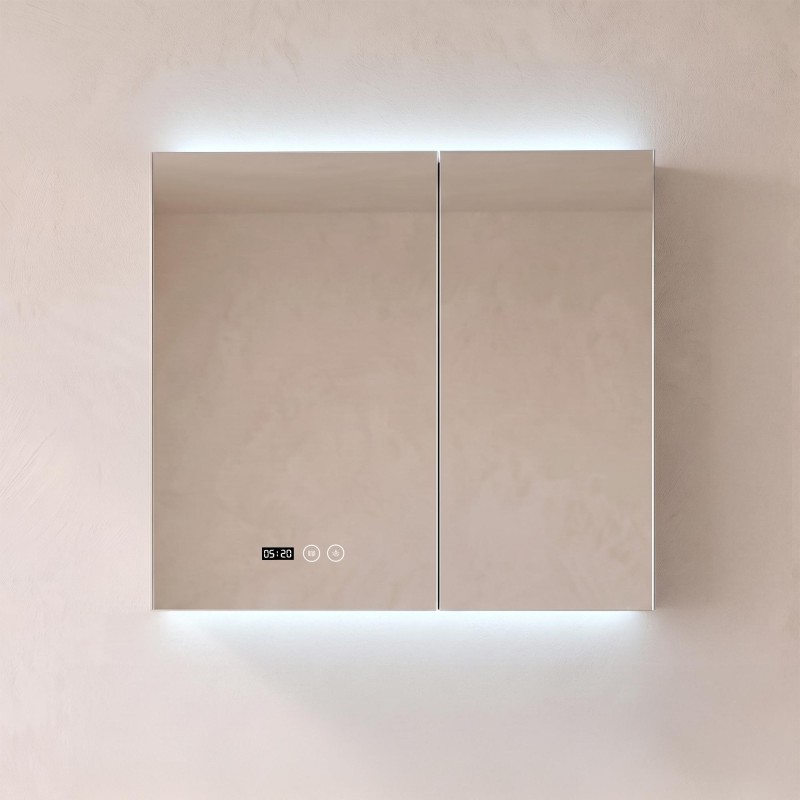 Badezimmerspiegelschrank mit LED-Beleuchtung 80 x 75 cm