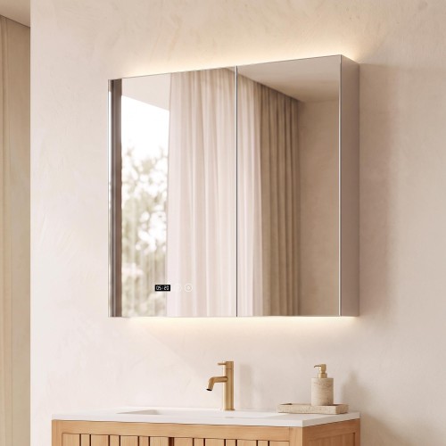 Badezimmerspiegelschrank mit LED-Beleuchtung 80 x 75 cm