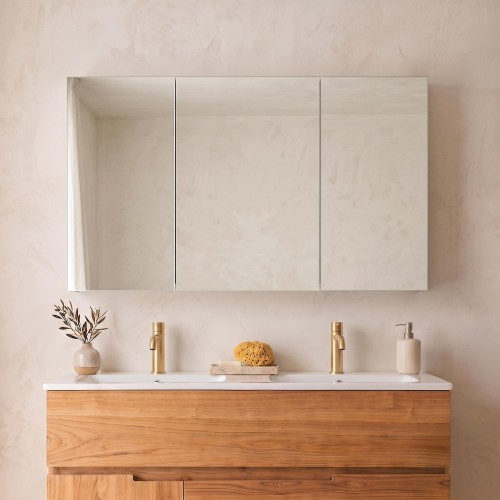 Badezimmerspiegelschrank mit dreiteiligem Spiegel 120 x 75 cm
