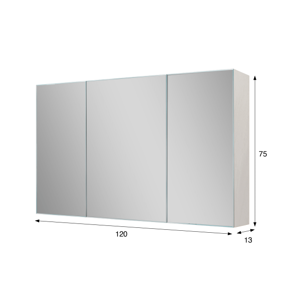 Badezimmerspiegelschrank mit dreiteiligem Spiegel 120 x 75 cm