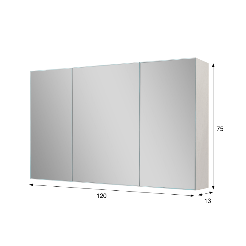 Badezimmerspiegelschrank mit dreiteiligem Spiegel 120 x 75 cm