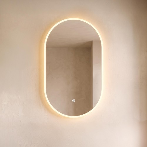 Ovaler Badezimmerspiegel mit LED-Beleuchtung 60 x 100 cm