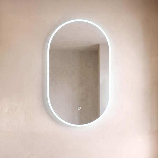 Ovaler Badezimmerspiegel mit LED-Beleuchtung 60 x 100 cm
