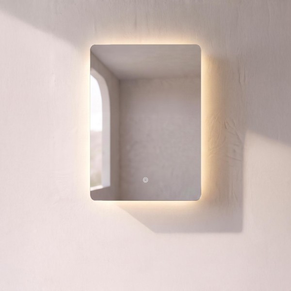 Badezimmerspiegelschrank mit rechteckigem Spiegel und LED-Beleuchtung 60 x 80 cm
