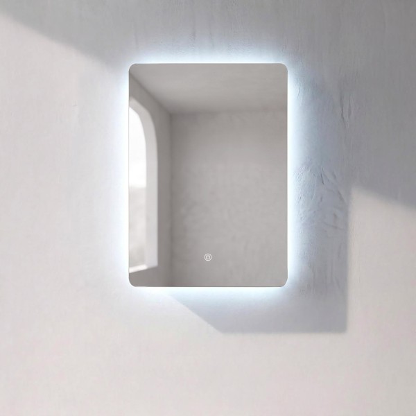 Badezimmerspiegelschrank mit rechteckigem Spiegel und LED-Beleuchtung 60 x 80 cm