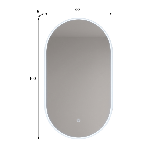 Ovaler Badezimmerspiegel mit LED-Beleuchtung 60 x 100 cm