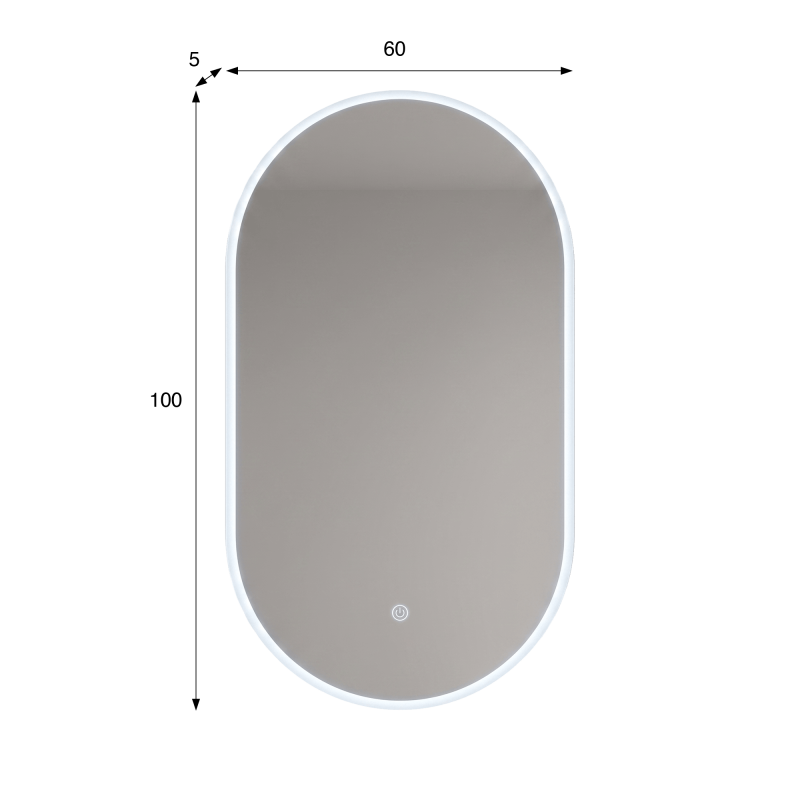 Ovaler Badezimmerspiegel mit LED-Beleuchtung 60 x 100 cm