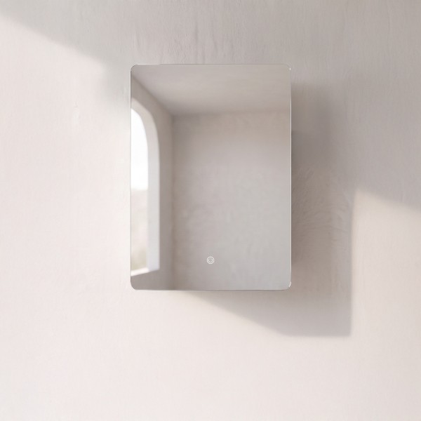 Badezimmerspiegelschrank mit rechteckigem Spiegel und LED-Beleuchtung 60 x 80 cm