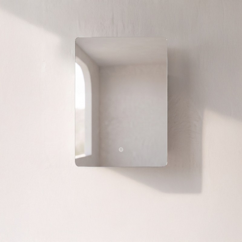 Badezimmerspiegelschrank mit rechteckigem Spiegel und LED-Beleuchtung 60 x 80 cm