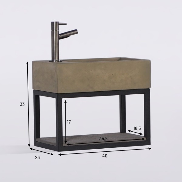Handwaschbecken mit Handtuchhalter und Waschbecken aus Beton - Core