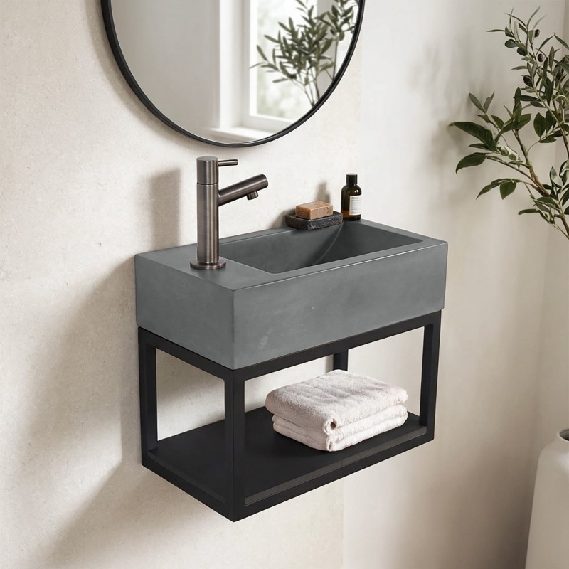 Handwaschbecken mit Handtuchhalter und Waschbecken aus Beton - Core