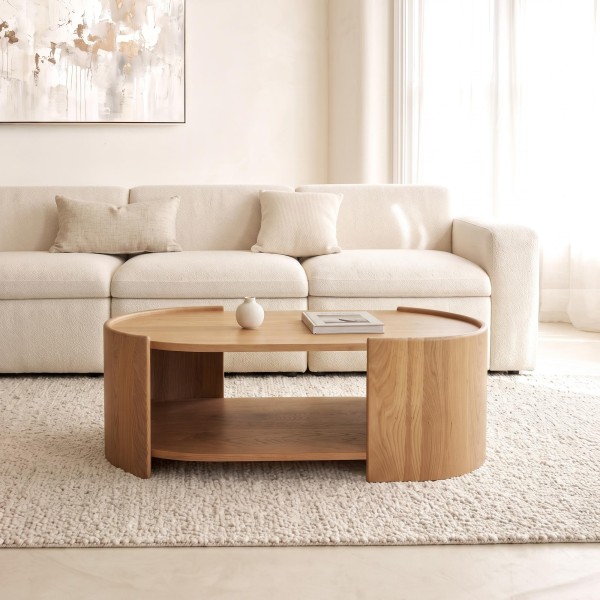 Design-Couchtisch aus massivem Eichenholz - Lago