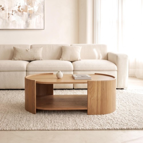 Design-Couchtisch aus massivem Eichenholz - Lago