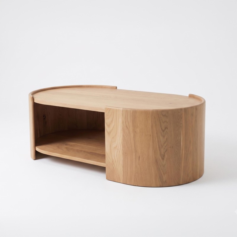 Design-Couchtisch aus massivem Eichenholz - Lago