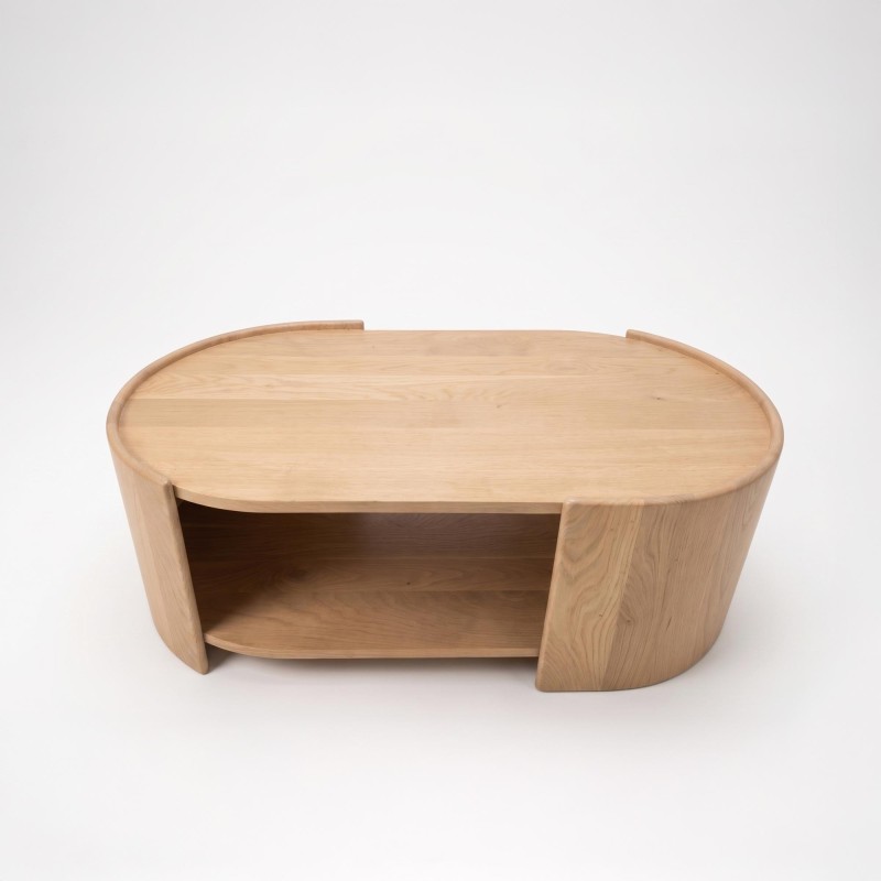 Design-Couchtisch aus massivem Eichenholz - Lago