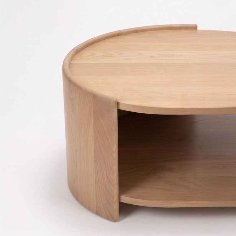 Design-Couchtisch aus massivem Eichenholz - Lago