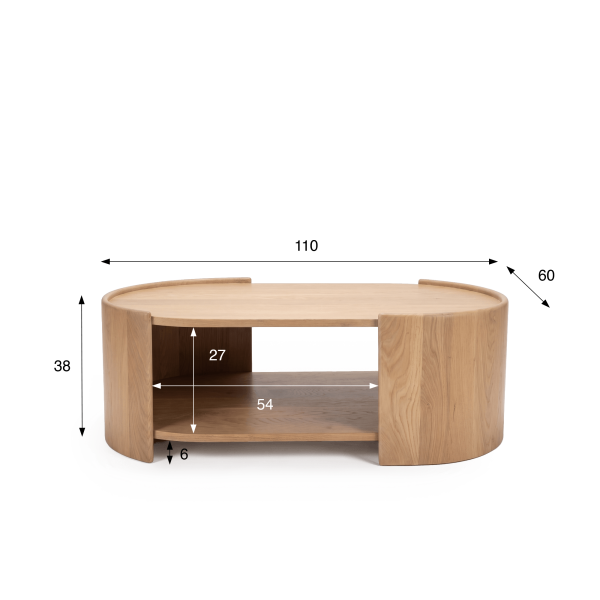 Design-Couchtisch aus massivem Eichenholz - Lago