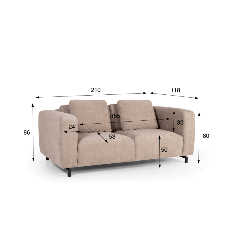 Modernes 3-Sitzer-Stoffsofa – Miro