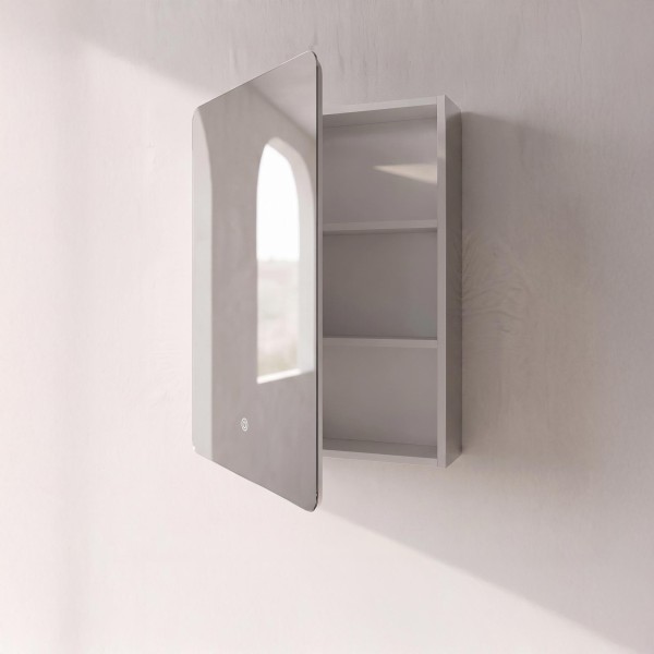 Badezimmerspiegelschrank mit rechteckigem Spiegel und LED-Beleuchtung 60 x 80 cm
