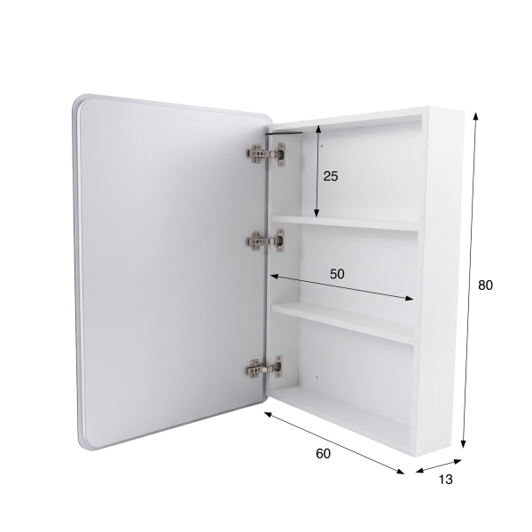 Badezimmerspiegelschrank mit rechteckigem Spiegel und LED-Beleuchtung 60 x 80 cm