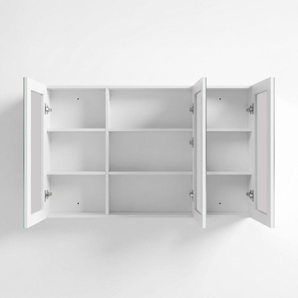 Badezimmerspiegelschrank mit dreiteiligem Spiegel und LED-Beleuchtung 120 x 75 cm