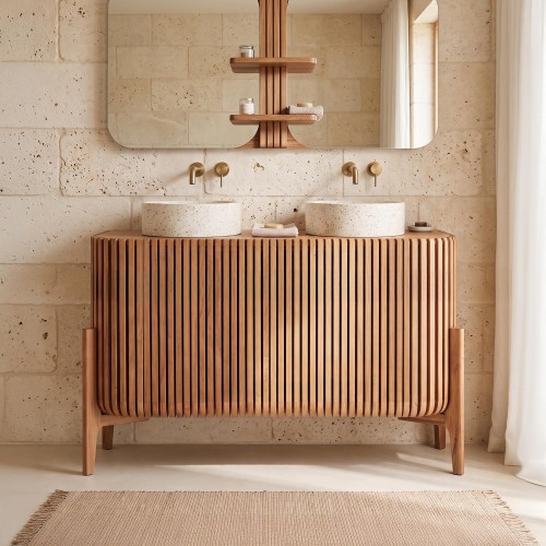 Badezimmermöbel aus massivem Teakholz 120 cm - Avani