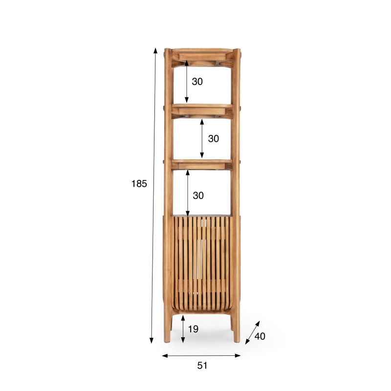 Badezimmer-Hochschrank aus massivem Teakholz - Avani