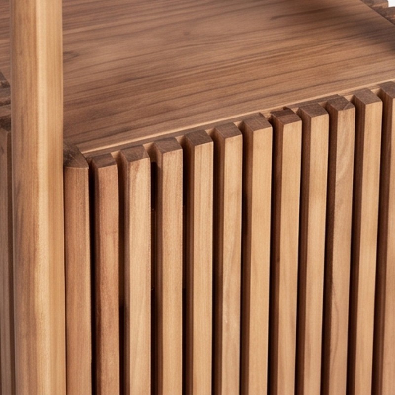 Badezimmer-Hochschrank aus massivem Teakholz - Avani