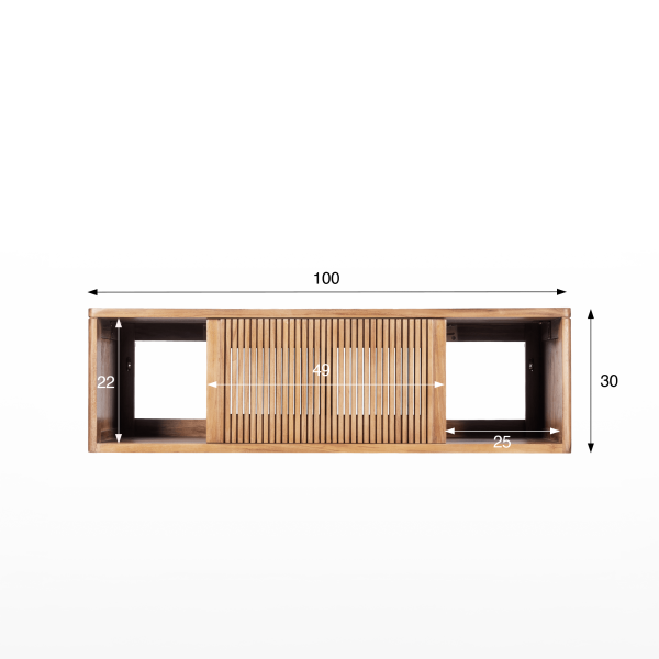 Hängendes Badezimmermöbel aus massivem Teakholz 100 cm - Rhea