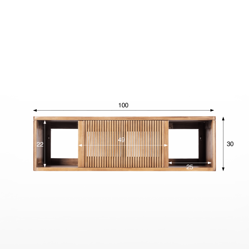 Hängendes Badezimmermöbel aus massivem Teakholz 100 cm - Rhea