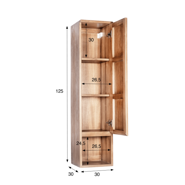 Hängender Badezimmer-Hochschrank aus massivem Teakholz - Rhea