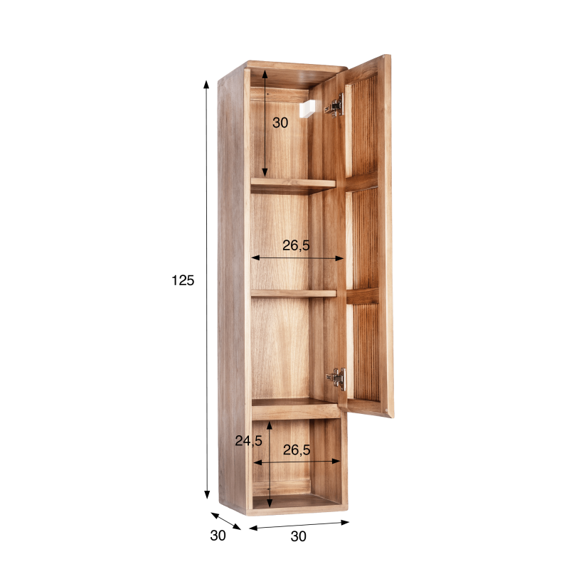 Hängender Badezimmer-Hochschrank aus massivem Teakholz - Rhea
