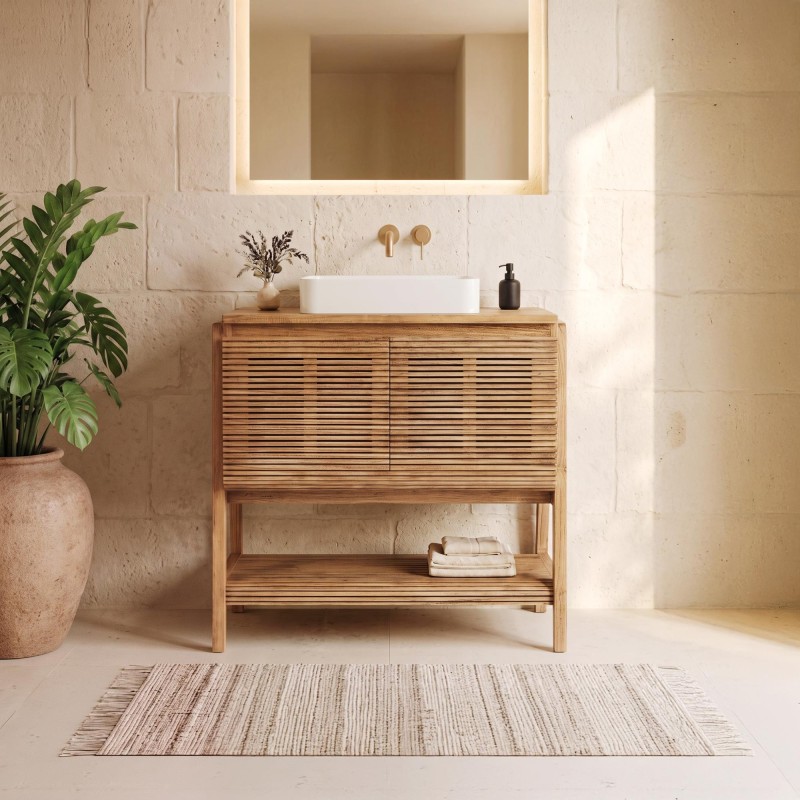 Badezimmermöbel aus massivem Teakholz 80 cm - Anika