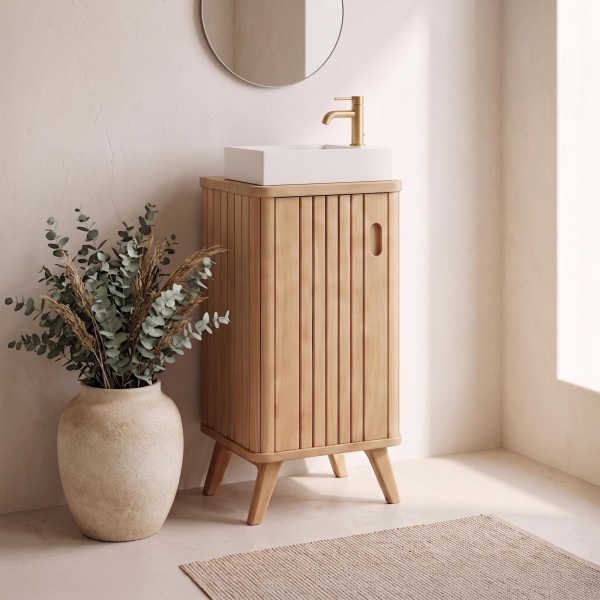 Gäste-WC-Waschtischunterschrank aus Massivholz - Neha
