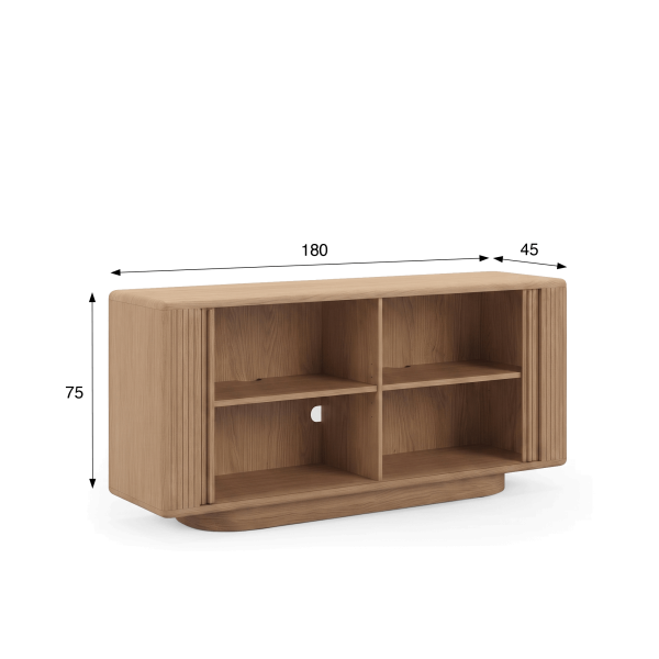 Design-Sideboard aus natürlichem Eichenholz mit Schiebetüren 180 cm - Kael