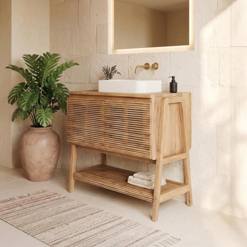 Badezimmermöbel aus massivem Teakholz 80 cm - Anika