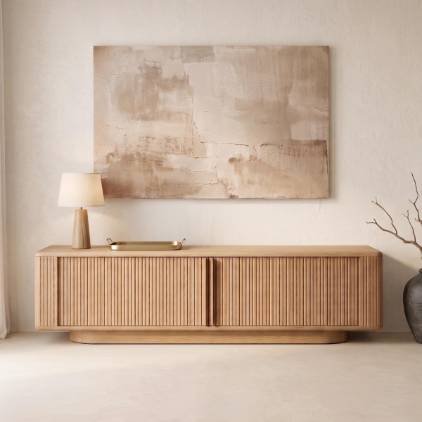 Design-TV-Möbel aus Eichenholz mit Schiebetüren 200 cm - Kael