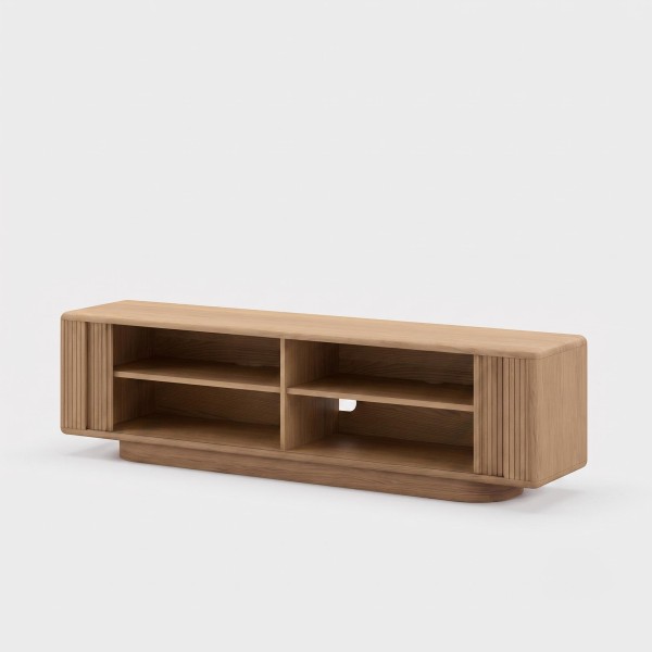 Design-TV-Möbel aus Eichenholz mit Schiebetüren 200 cm - Kael