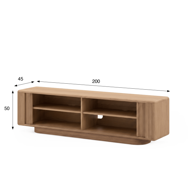 Design-TV-Möbel aus Eichenholz mit Schiebetüren 200 cm - Kael
