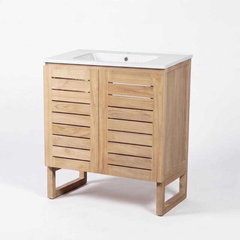 Badezimmermöbel aus massivem Teakholz 80 cm - Mentari