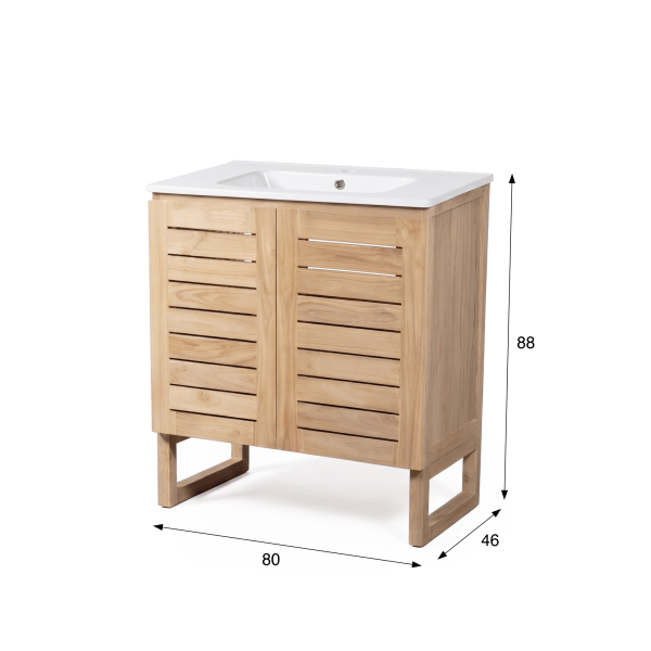 Badezimmermöbel aus massivem Teakholz 80 cm - Mentari