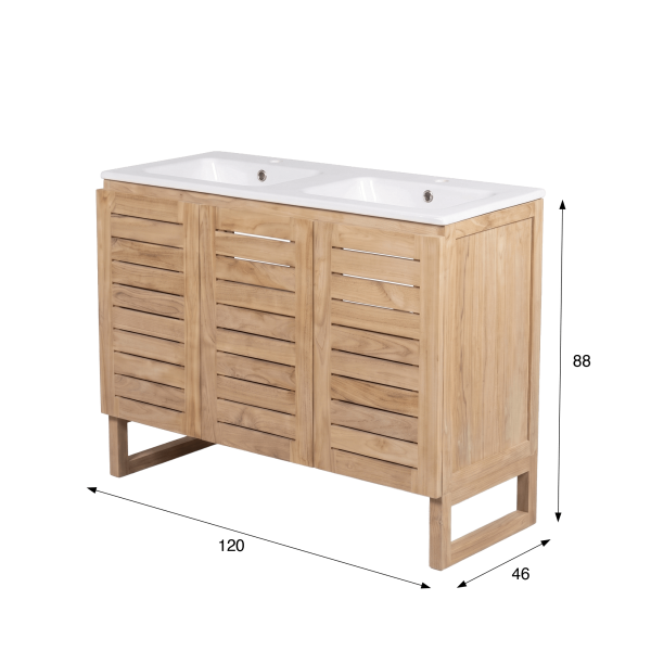 Badezimmermöbel aus massivem Teakholz 120 cm - Mentari