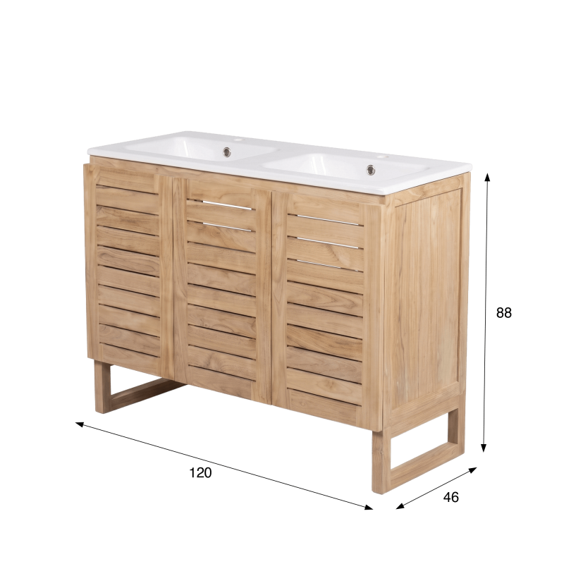 Badezimmermöbel aus massivem Teakholz 120 cm - Mentari