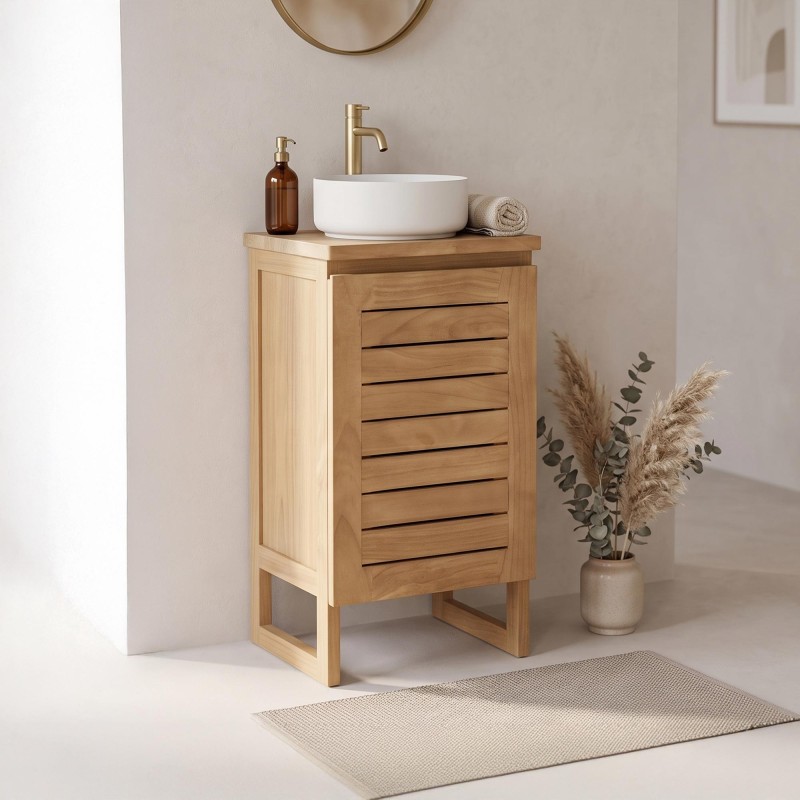 Gäste-WC-Waschtischunterschrank aus Massivholz - Mentari