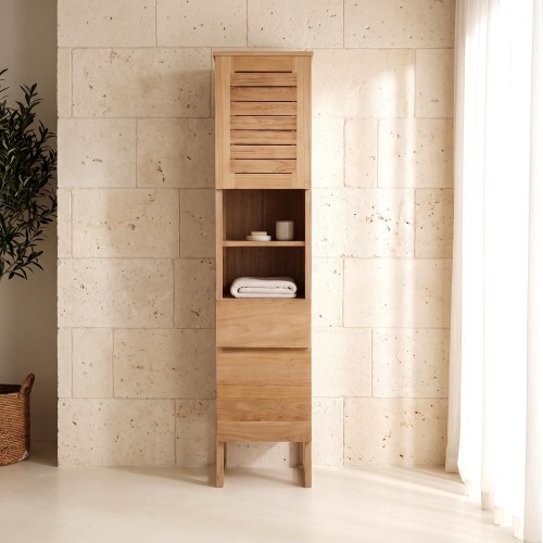 Badezimmer-Hochschrank aus Massivholz - Mentari