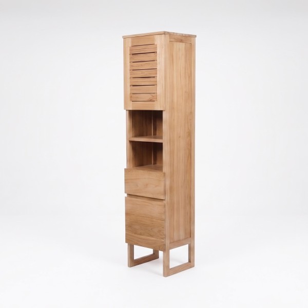 Badezimmer-Hochschrank aus Massivholz - Mentari